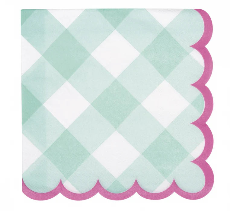 Pastel Gingham Scalloped Edge Napkin