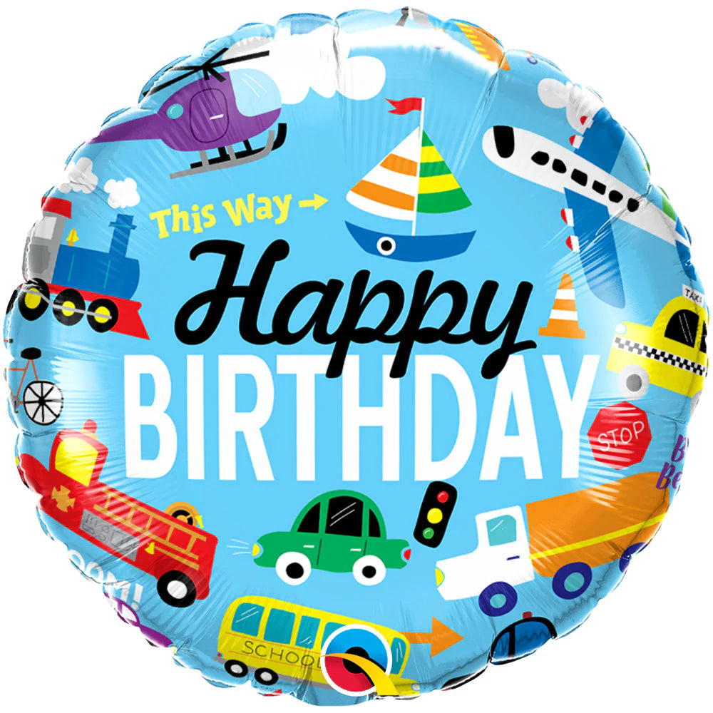 Transportation Happy Birthday Balloon