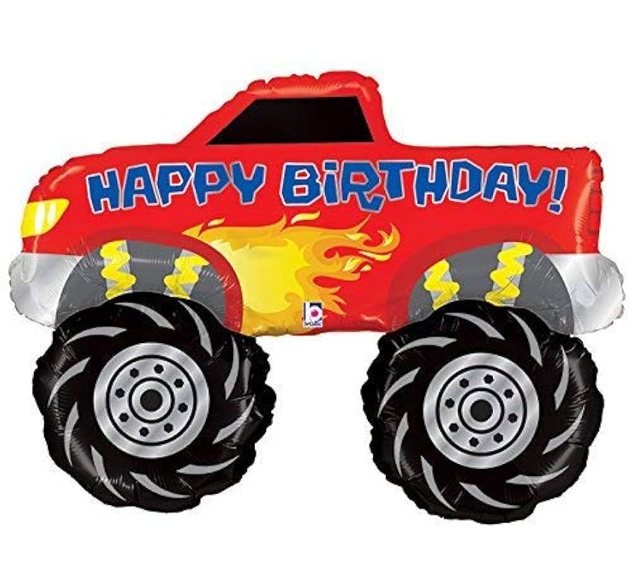 Monster Truck Happy Birthday Foil Balloon