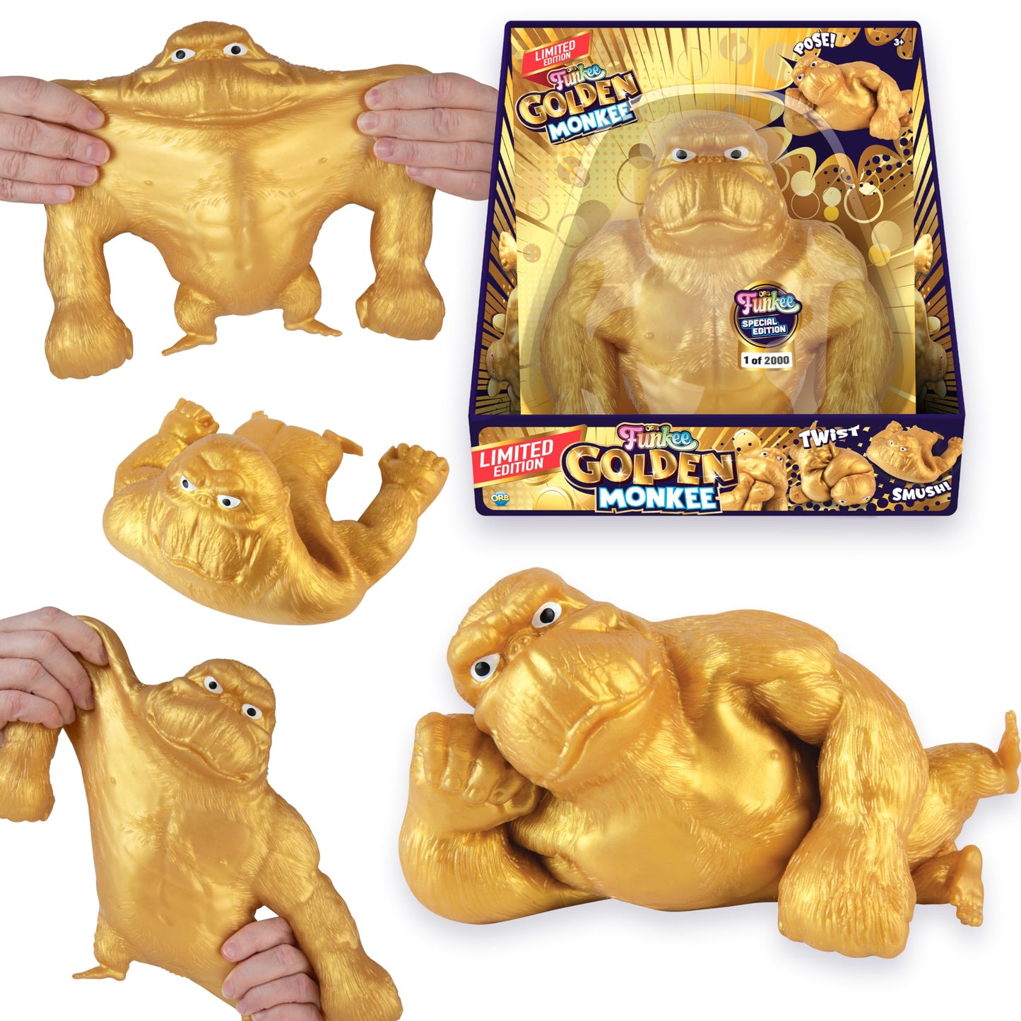 GoldZilla Stretchy GOLD GorillaZilla King Kong Gorilla Monkey Toy