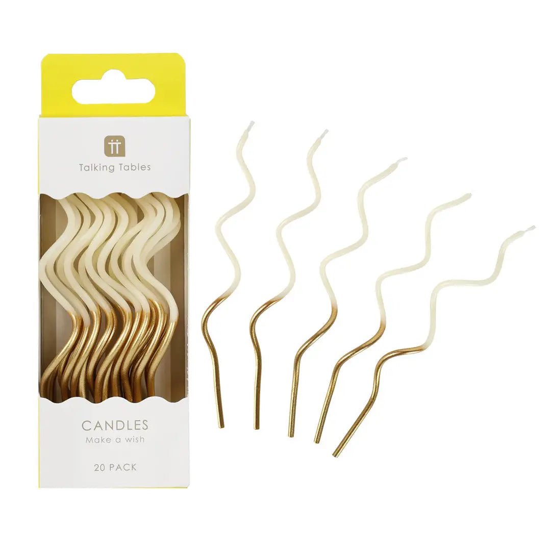 White & Gold twist Birthday Candles - 20 pack