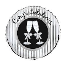 Congrats Black and White Foil Balloon