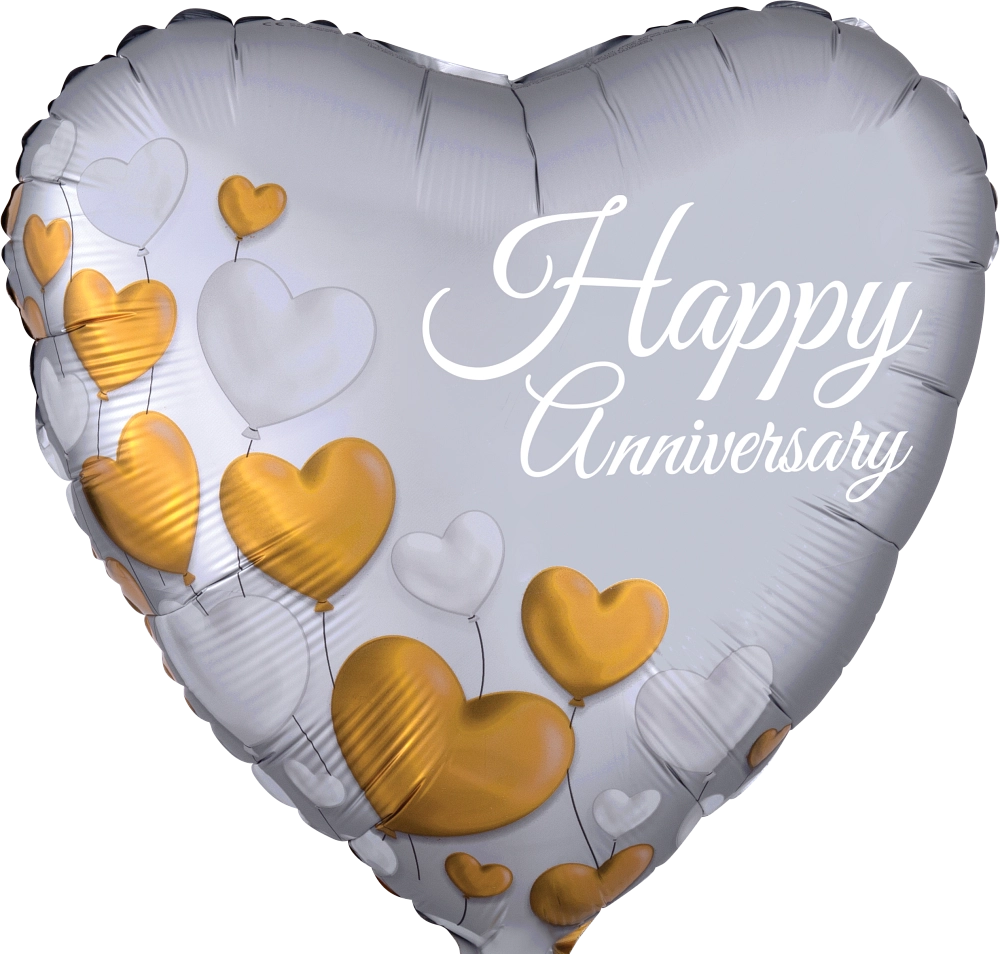 Anniversary Platinum Hearts Foil Balloon
