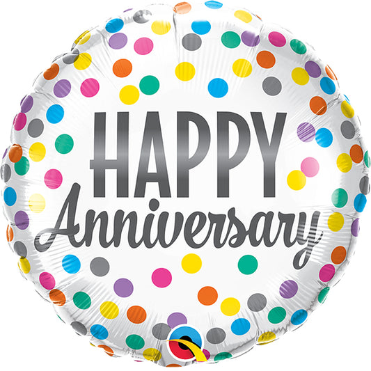 Happy Anniversary Confetti Dots Foil Balloon