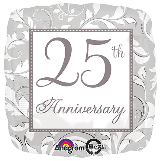Silver Elegant 25th Anniversary Foil Balloon