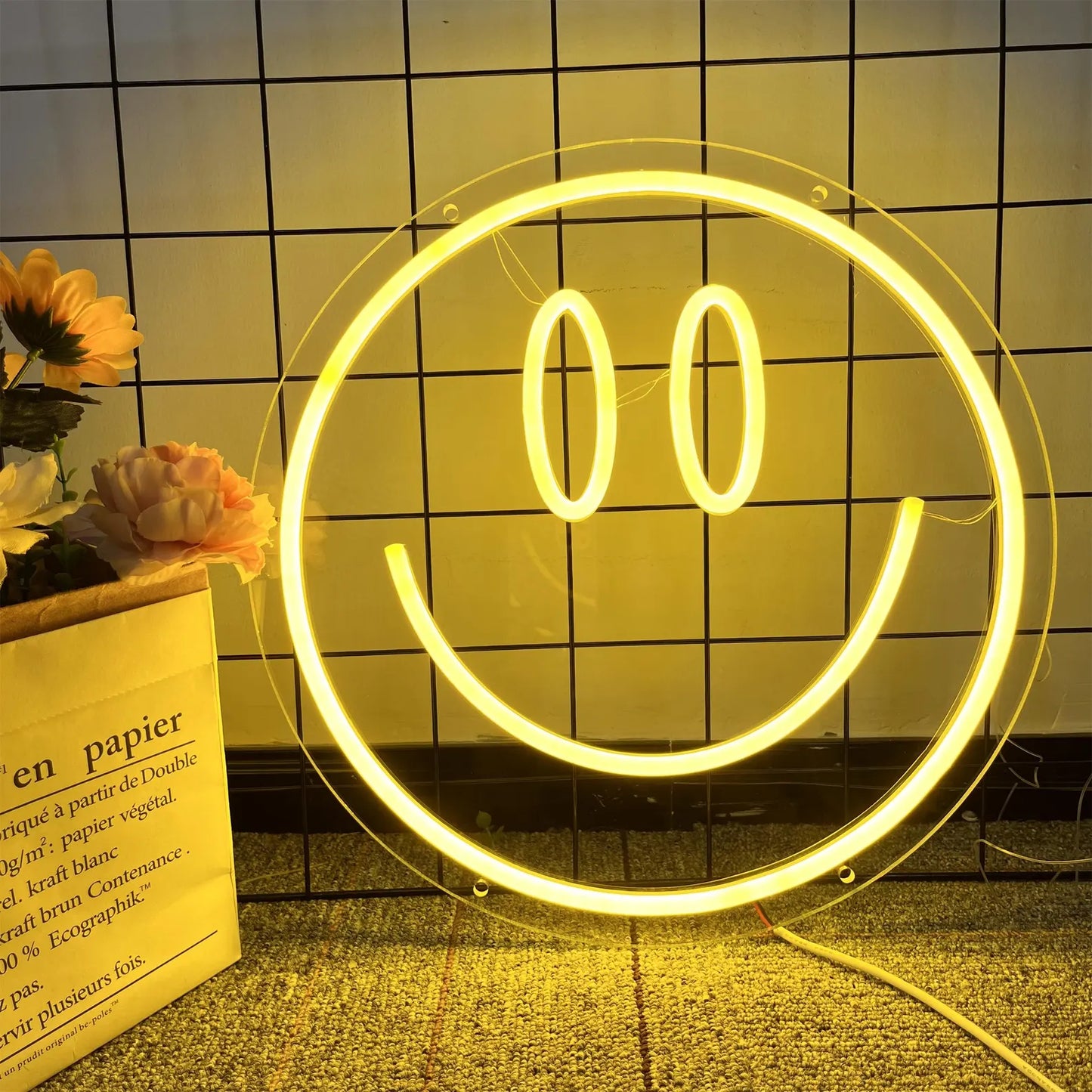 Smiley Face Neon Sign,neon sign custom,Led neon Sign for Bedroom Wall,Neon Sign lights for Kids Room Wedding Party Decoration Christmas Gift