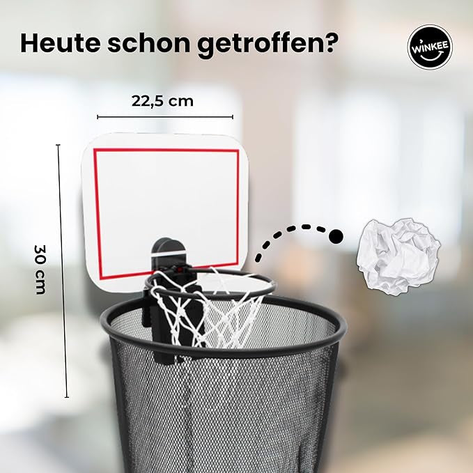 Winkee - Basketball basket with a hoop and sound | Basketball Holder for Waste Bin