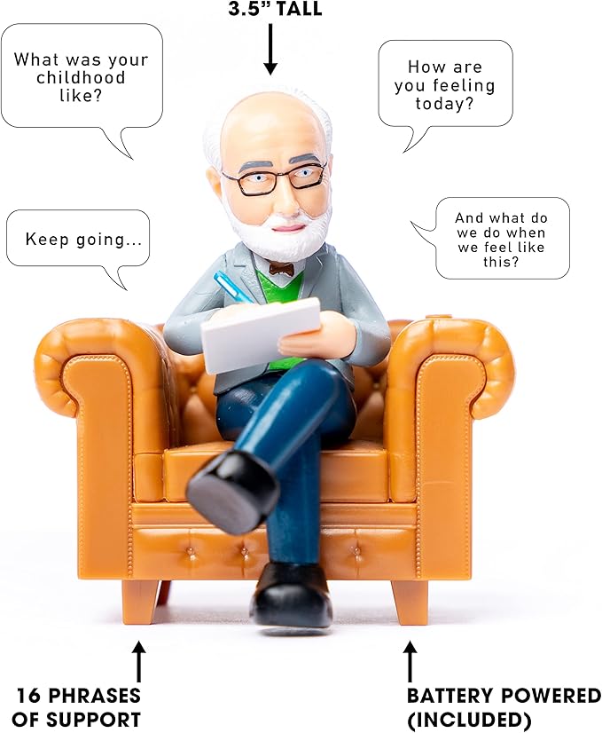 Desktop Therapist, Novelty Prank Gift for Kids & Adults, Funny Sound Machine with 16 Sound Phrases of Emotional Support, Batteries Included
