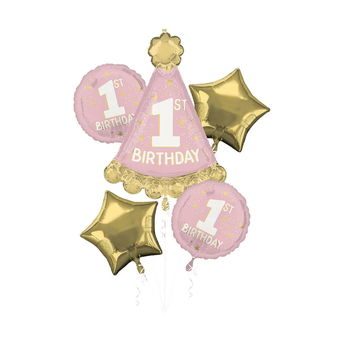 First pink birthday set foil balloon
