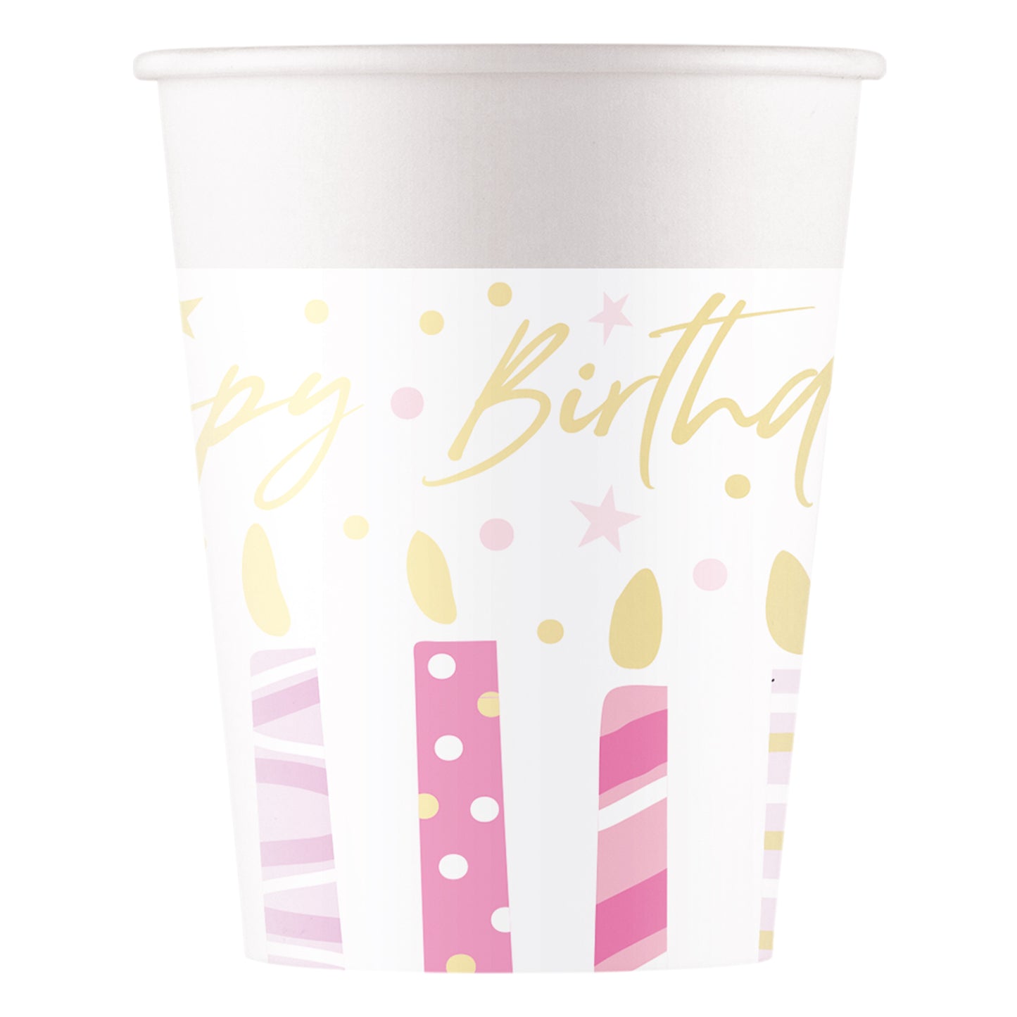 Birthday Candles Paper Cups 200ml – 8pk
