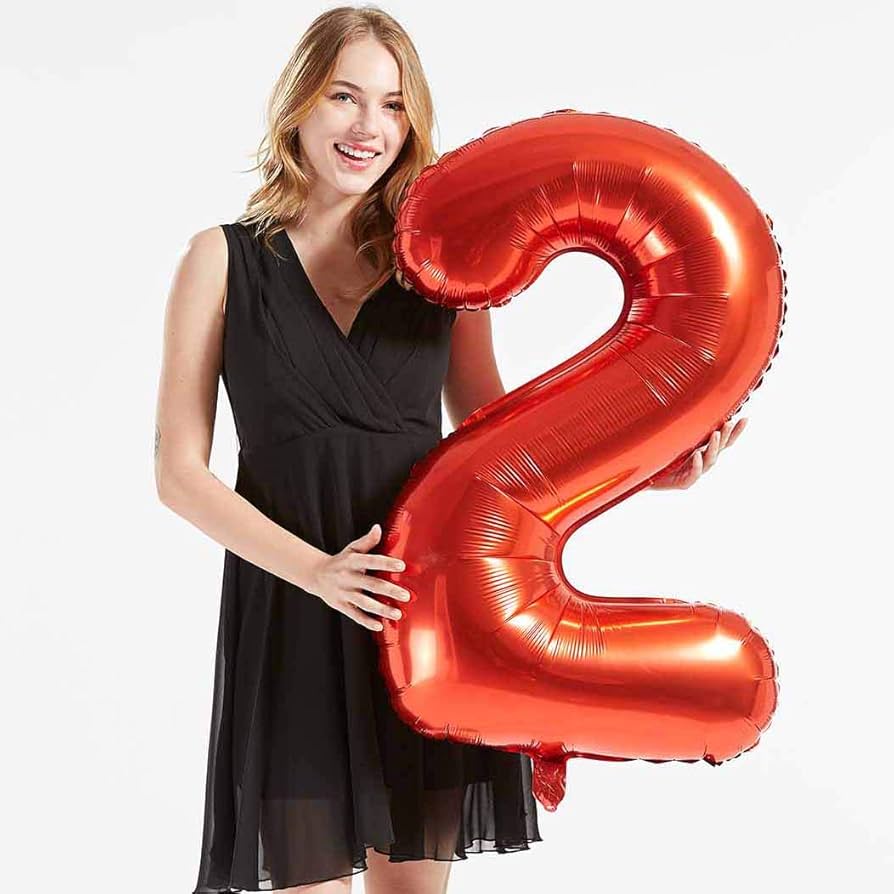 RED FOIL NUMBER BALLOON NUMBER 2