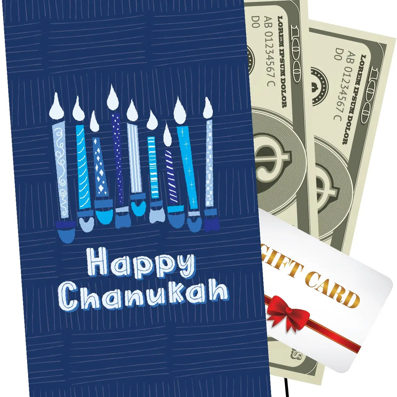 Chanukah Money Card & Envelope Set - Style #1 - 3 Pack