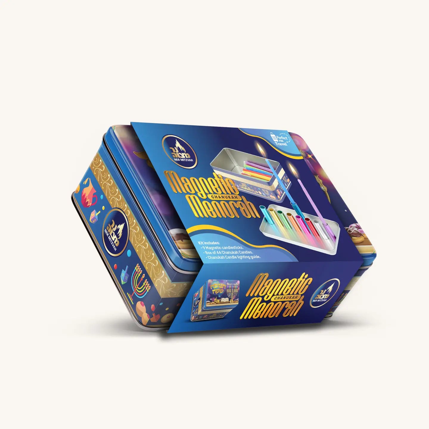 Kids Menorah Set - Magnet Candlesticks, 44 Candles, & Guide