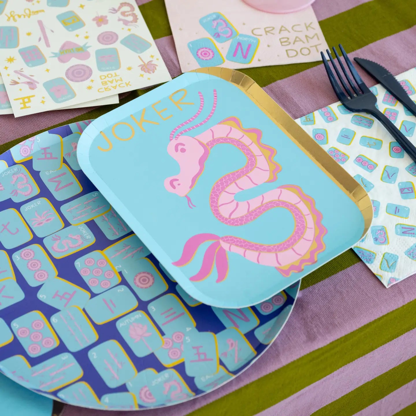 Game Night Mahjong Tile Dinner Plates