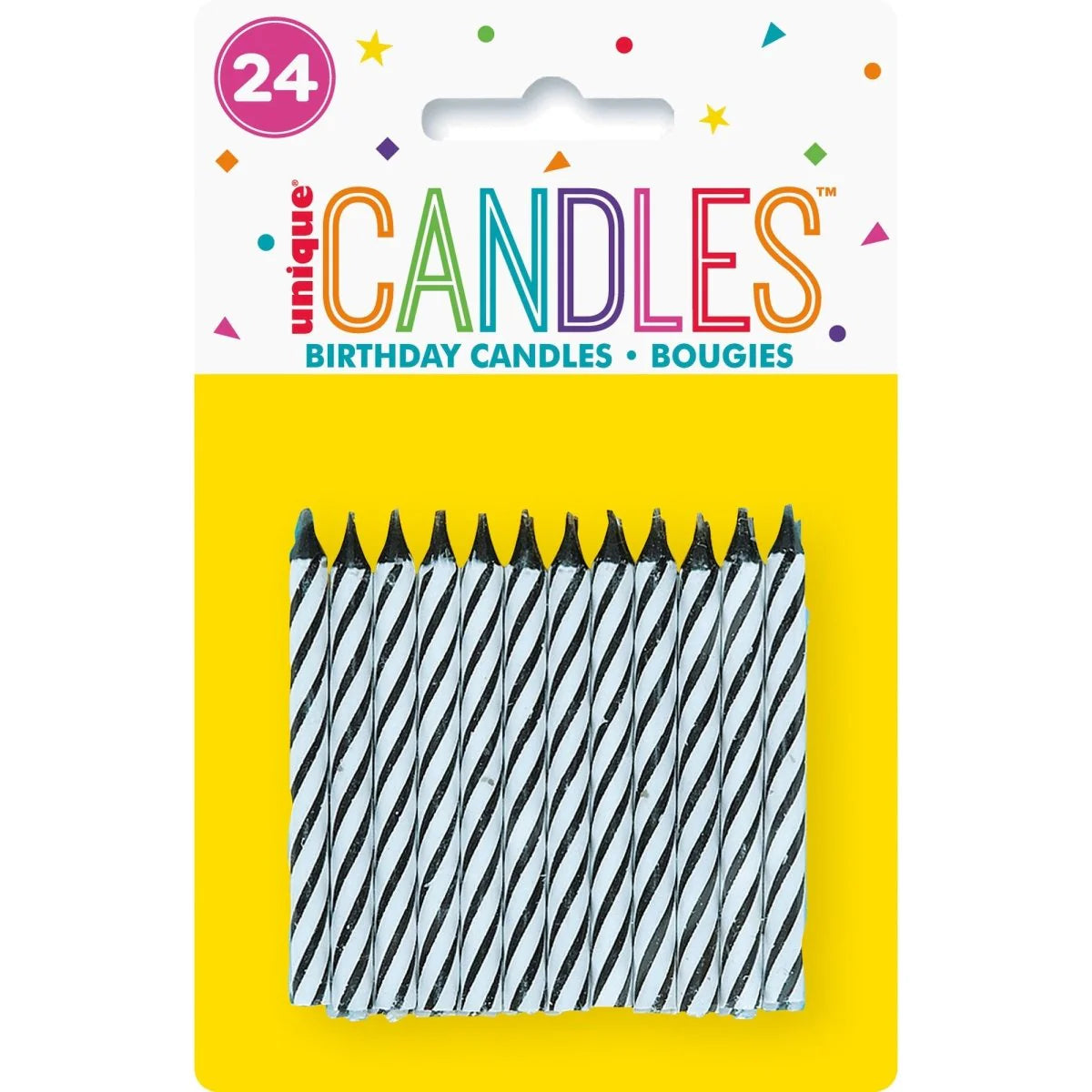 Black Spiral Candles, 24 Count