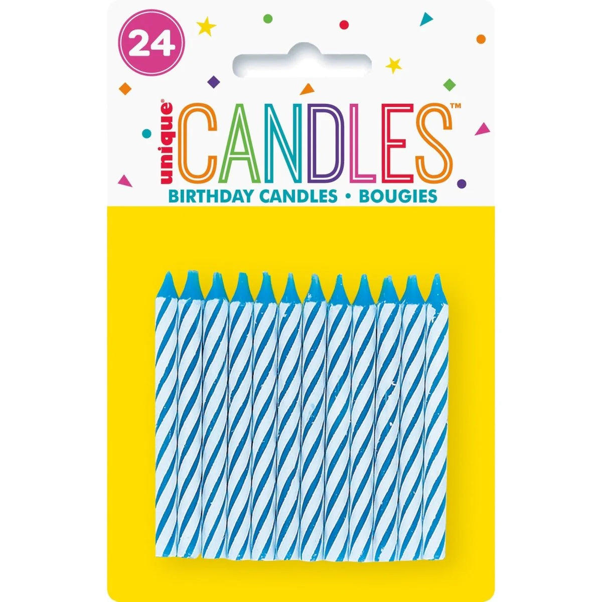 Blue Spiral Candles, 24 Count