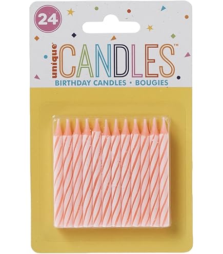 Spiral birthday candles - pink, 24 ct