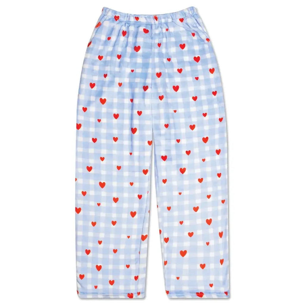 Gingham heart plush pants