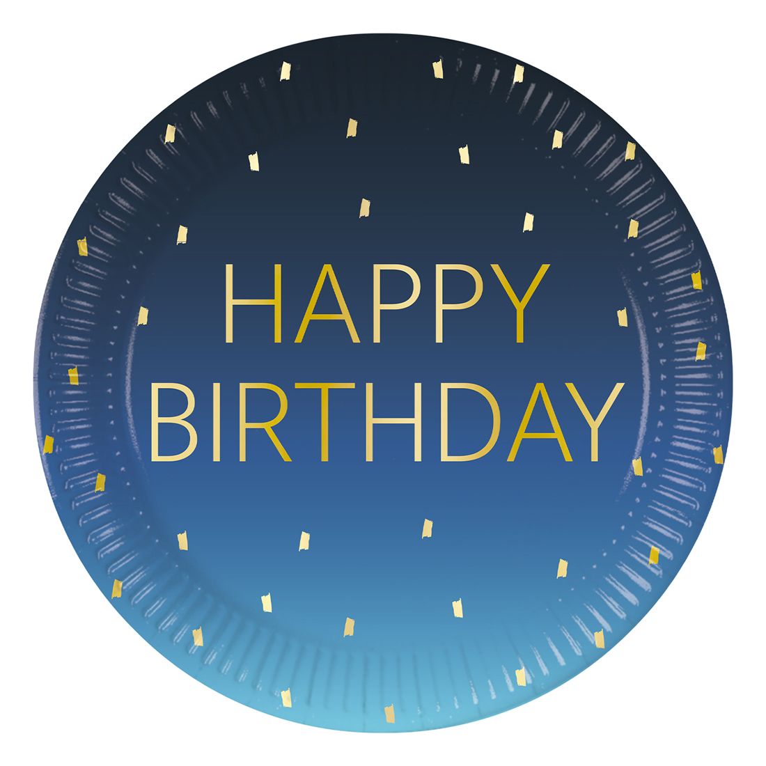 Blue and Gold happy Birthday Paper Plates
