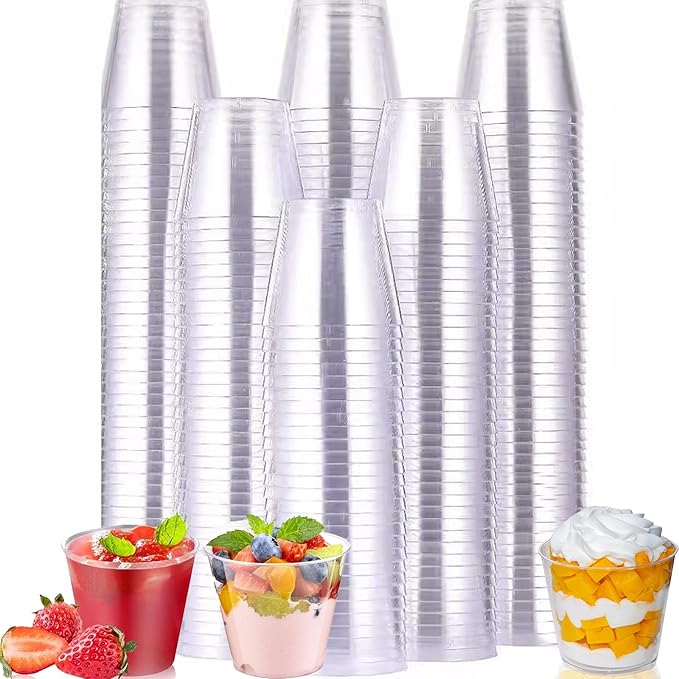 100 Crystal Clear Plastic Shot Glasses 1oz, Mini Disposable Cups for Wine Tasting, Condiments, and Party