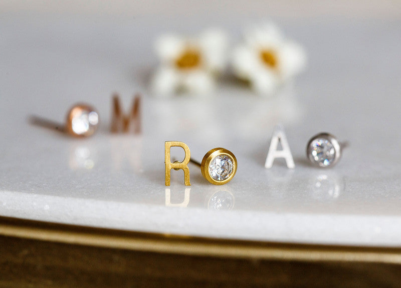 Asymmetrical Initial Earrings