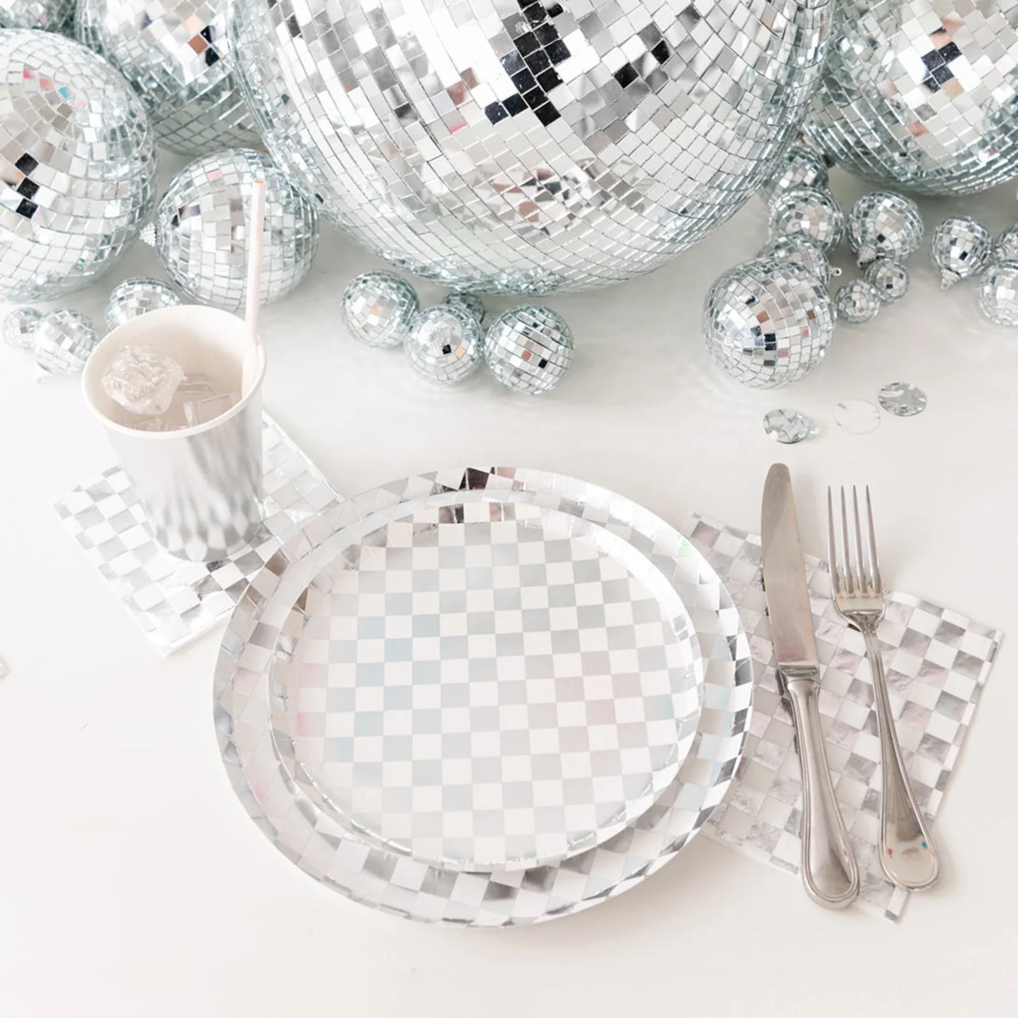 Metallic Checkered Dinner Plate