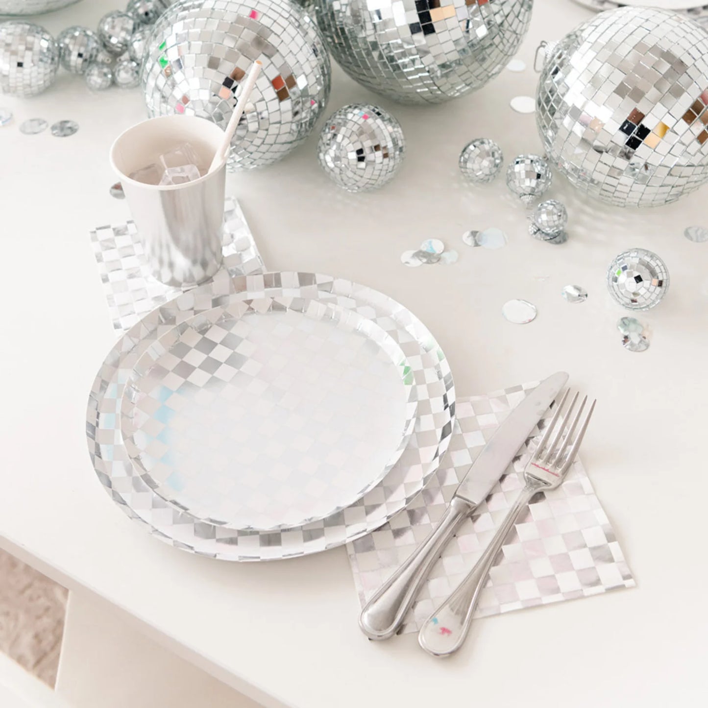 Metallic Checkered Dessert Plate