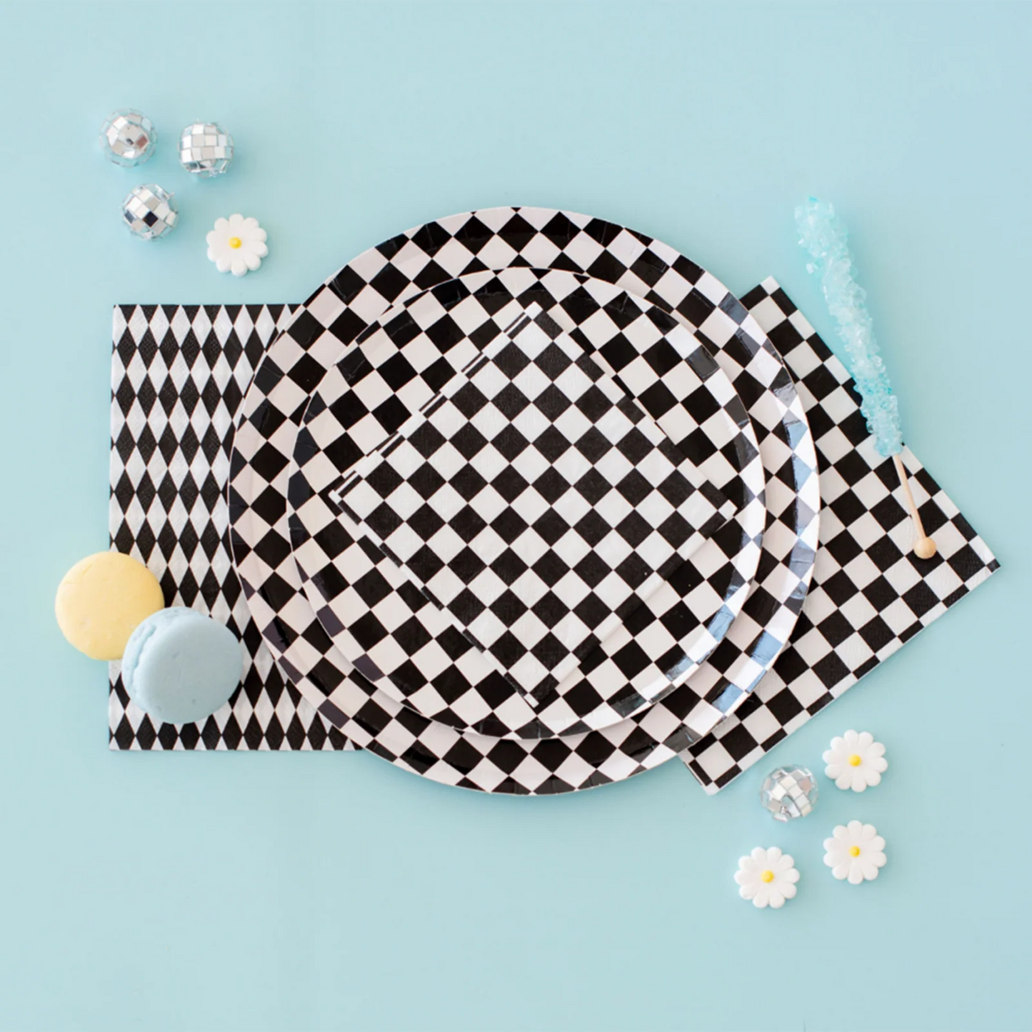 Black/White Checkered Dinner Plate
