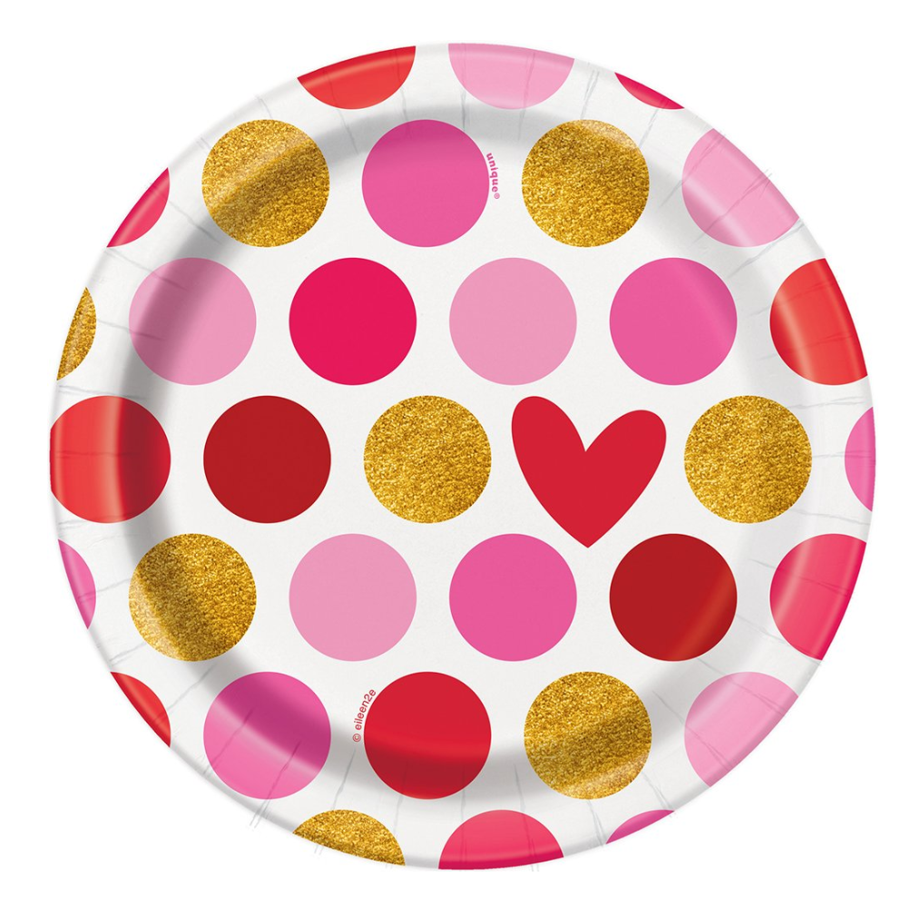 Gold Happy Valentine's Dessert Plate