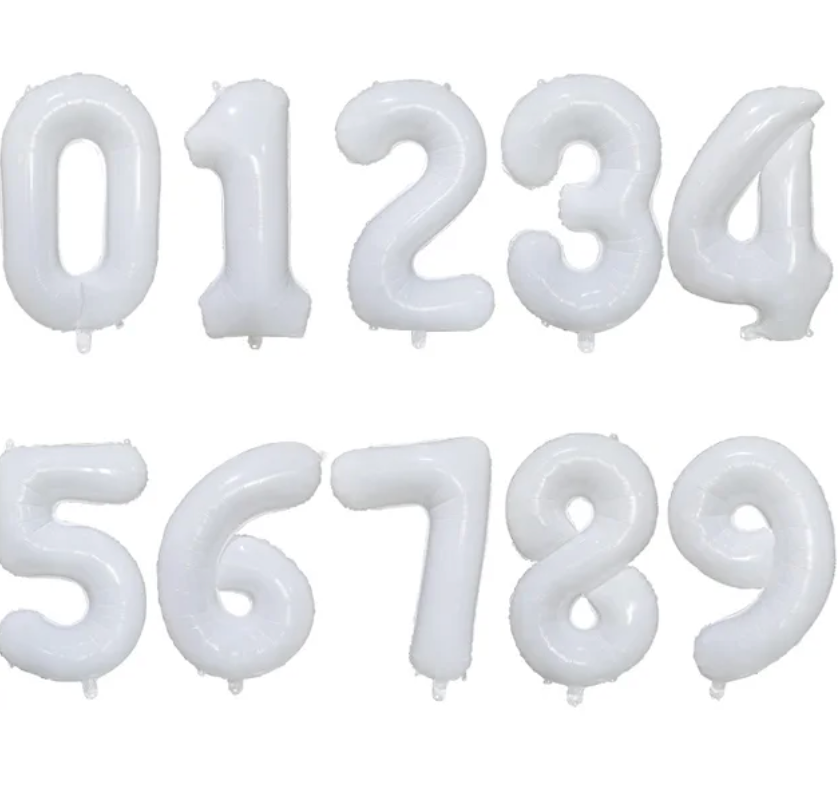 White Number Balloons