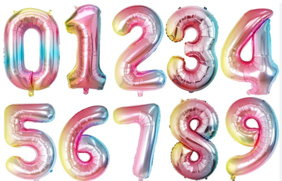 Rainbow Number Balloon