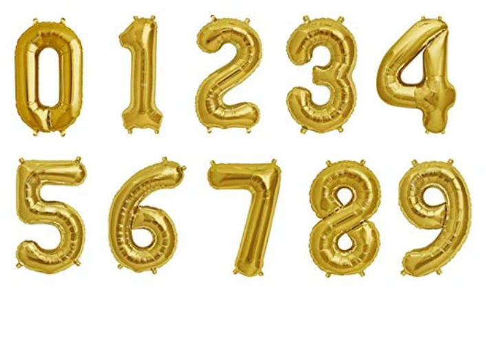 Gold Number Balloon