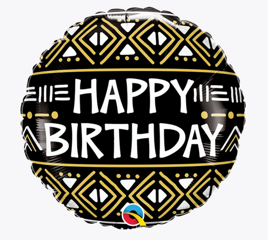 Birthday Mud Cloth Print Balloon