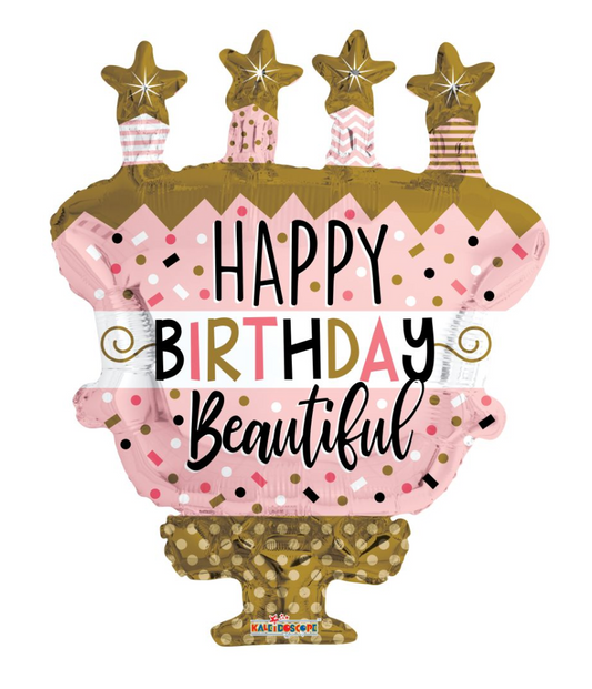 Birthday Cake With Stars Shaped Balloon