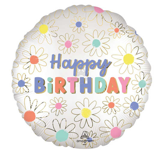 Happy Birthday Daisies Foil Balloon
