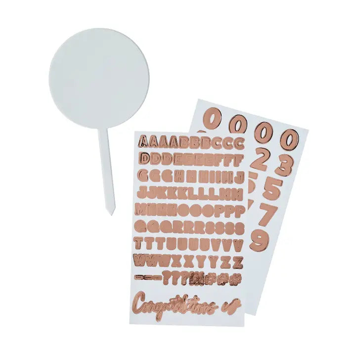 Acrylic Cake Topper & X2 Rose Gold Sticker Sheets