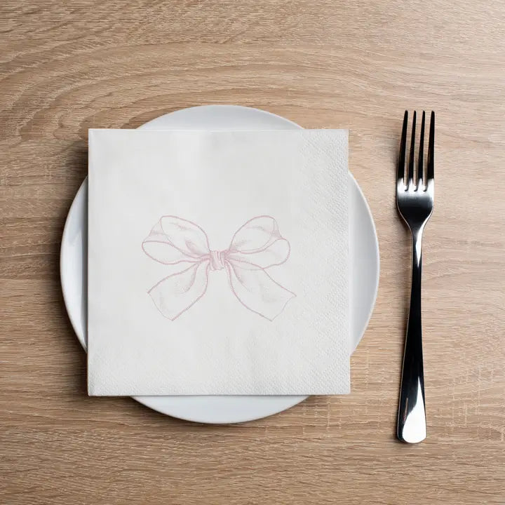 Mesh Bow Pink Cocktail Napkin