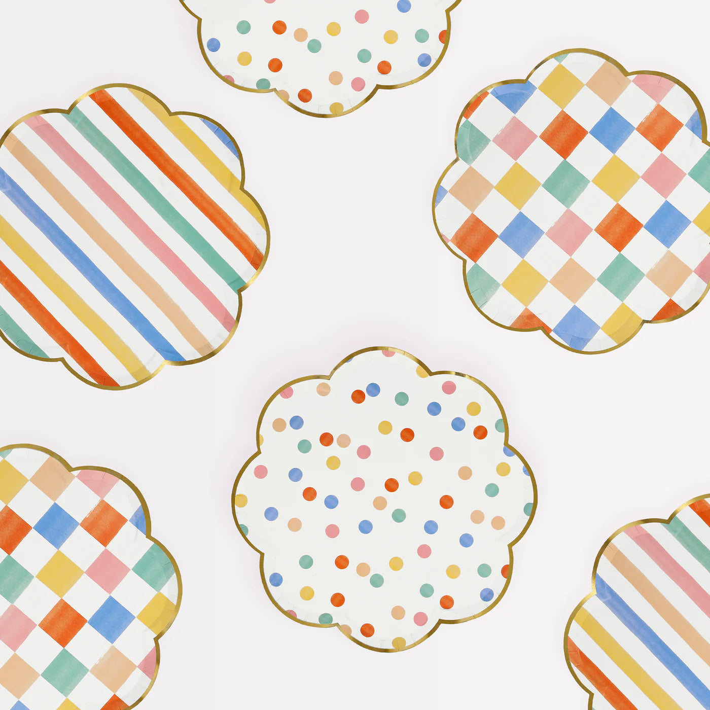 Assorted Colourful Pattern Paper Plates