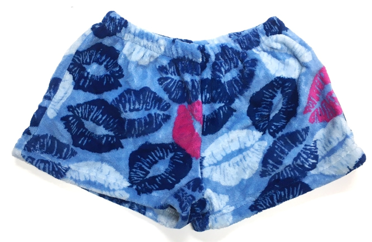 Camo Lips Fuzzy Pajama Shorts
