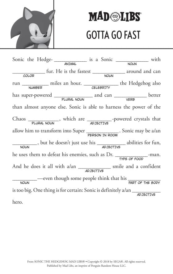 Sonic 2 Mad Libs