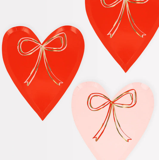 Heart with Bow Dessert Plates