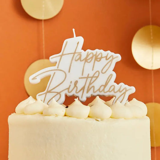 Gold Happy Birthday Wax Candle