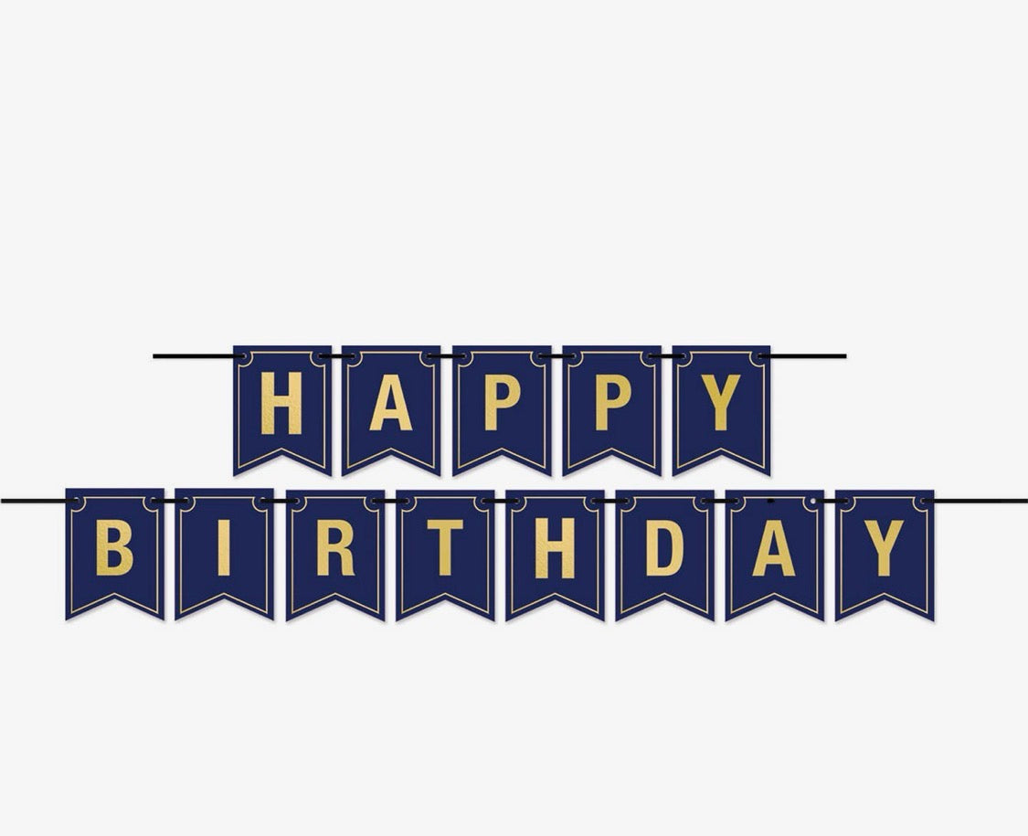 Navy Happy Birthday Banners