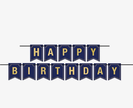 Navy Happy Birthday Banners