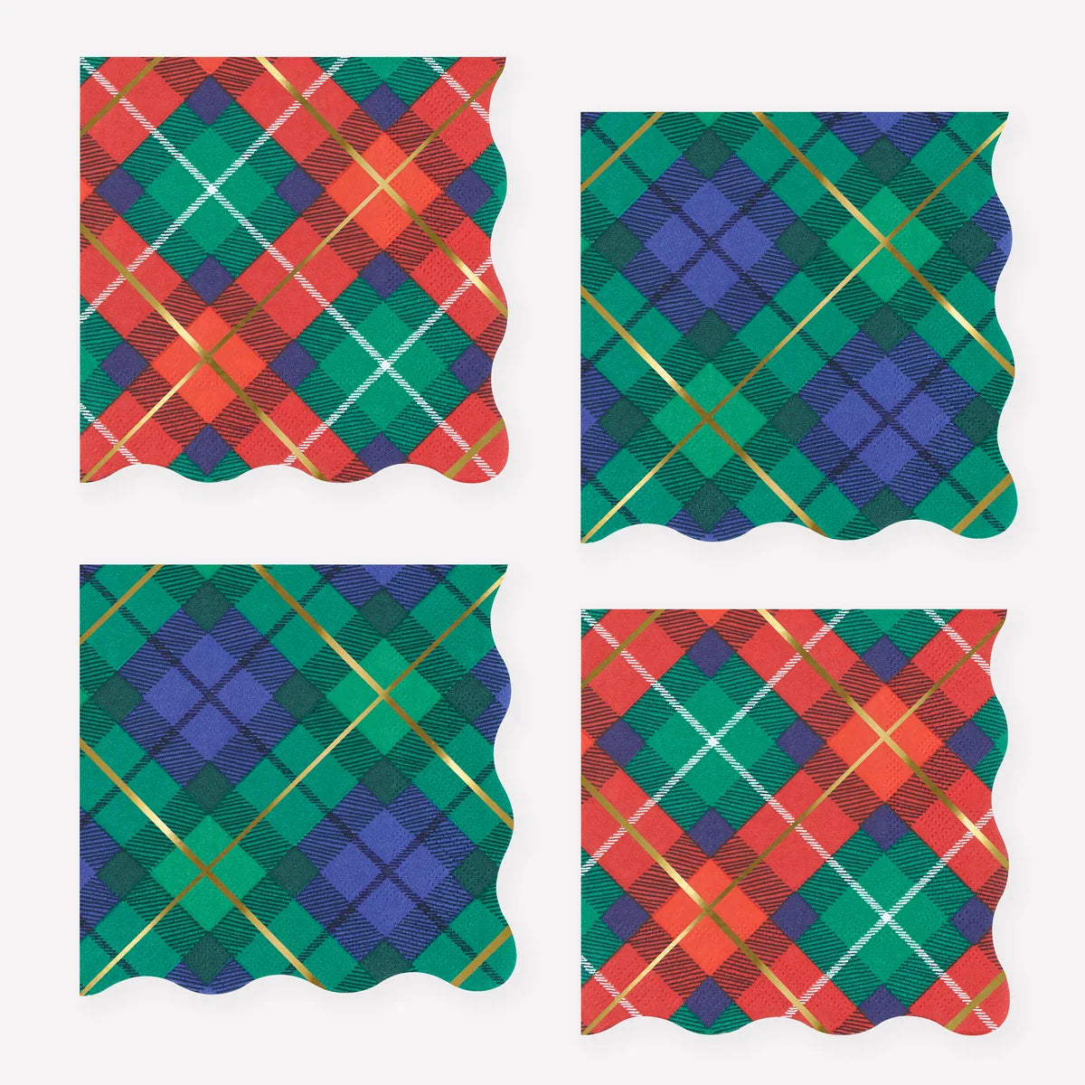 Plaid mix small napkins x 16 - Meri Meri