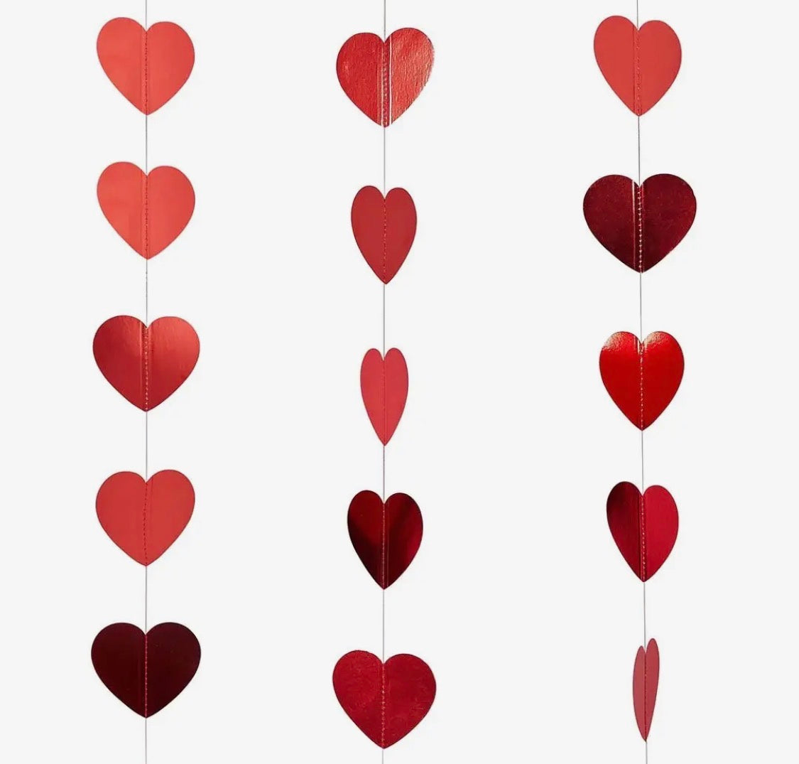 Red Metallic Trailing Hearts