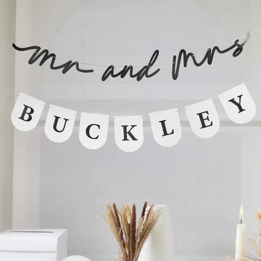 Monochrome ''Mr & Mrs' Customisable Card Banner