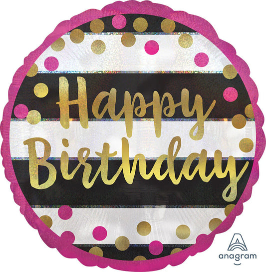 Pink & Gold Milestone Birthday Holographic Balloon
