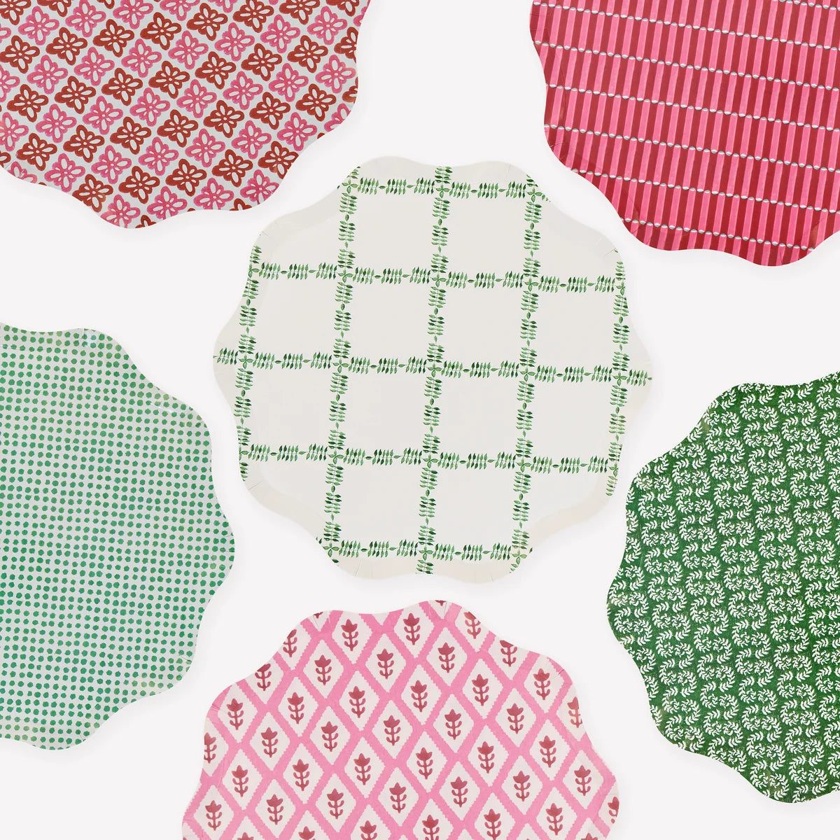 Meri Meri x Molly Mahon Red & Green Large Paper Plates (x 8)