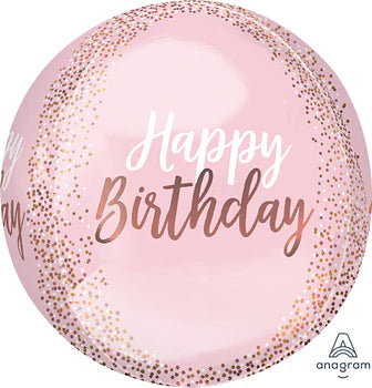 Blush Happy Birthday Orbz Balloon